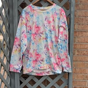 Bobbie Brooks Multi-color Tie Dye Print Lightweight LS French Terrie Cloth